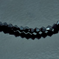 4mm Black Faceted Bicone Fire-n-Ice Crystal Beads, 16" Strand