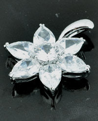 30mm(1.18in) Cubic Zirconia Flower Pendant, Crystal,EA