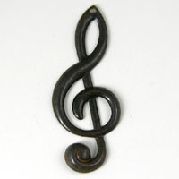 12x32mm Treble Clef Charm, Vintage Silver, pack of 6