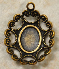 18mm Victorian Bezel Setting Charm-8x6mm Setting, pack of 6