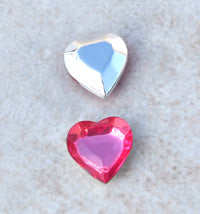 11x10mm Faceted Acrylic Stone Hearts, Rose, pk/12