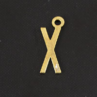 15x6mm X Letter Charm, Vintage Brass Metal Stamping, pk/6