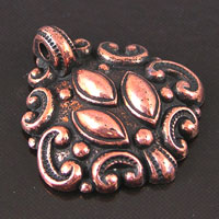 26x28mm Baroque Glue on Bail w/loop, Antique Copper, -pk/6