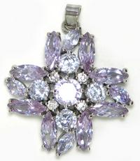 28x22mm Cubic Zirconia Crystal Cross Pendant, Tanzanite EA