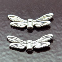 20x7mm Angel/Dragonfly Wing Beads, Silver pk/10
