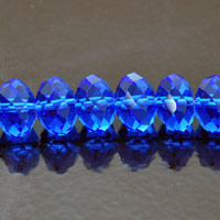9x12mm Rondelle Faceted Crystal Sapphire Blue 16" Strand, 48 beads