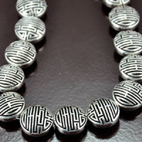 15x15x11mm Mandarin Coin Beads, Antiqued Classic Silver, 12in strand