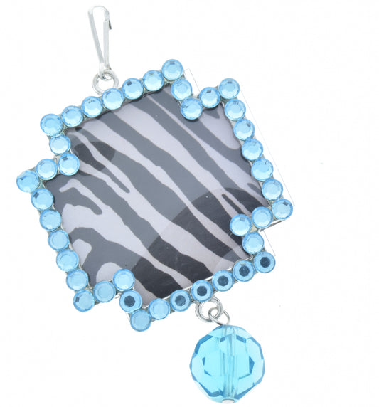 Turquoise Crystal, Cross Shape Zebra Stripe Art Pendant, 3 ea