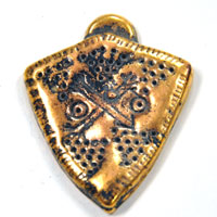 40mm Viking Norse Arrowhead Axe Head, Antique Gold, Flat Back, pack of 6