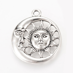 Sun and Moon Charm, Classic Silver, Pack of 6