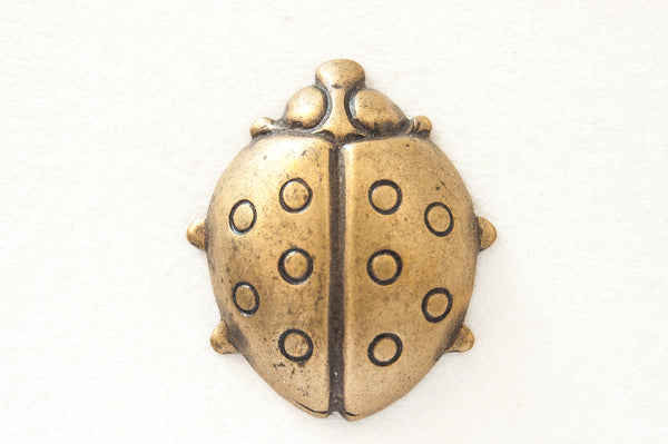 13mm x 16mm Ladybug casting, no ring, Antique Gold, Made in USA, pack of 6