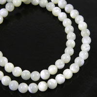 6mm Round White Mother of Pearl Beads, 16 inch strand