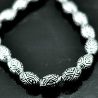 13x8mm Floral Oval, Antiqued Classic Silver, 12in strand