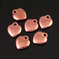 15mm(0.6in) Puffed Solid Heart Charm, Bright Copper, pk/6