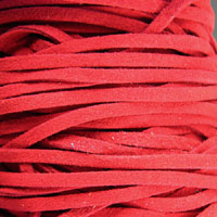 3mm Red Suede Flat Lace Leather Cord, sold/yard