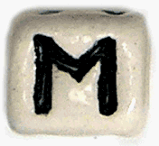 8mm Ceramic Greek Mu Bead, pack of 6