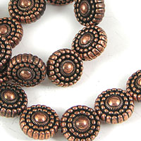 17mm Layered Beads, Antique Copper, 1 strand