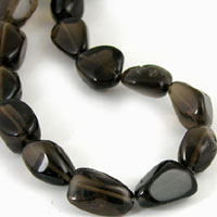 Large Nugget Beads. Dark Smoky Topaz, 16 inch strand