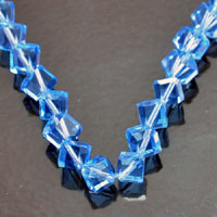 8mm Blue Crystal Cube w/Diagonal Hole Fire-n-Ice Crystal