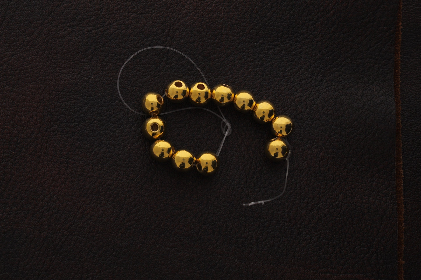 10mm Bright Gold Finish, 3 hole bead, 12 each