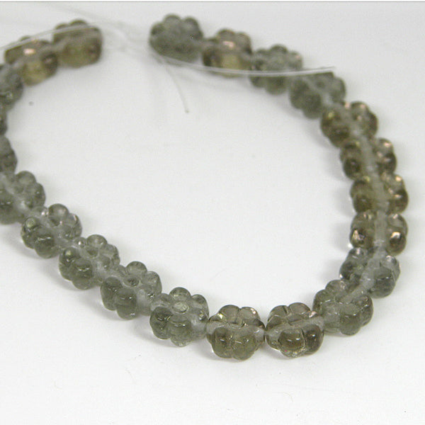 Smokey Flower Bead, 8mm Strand
