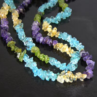 6x10mm Citrine-Blue Topaz-Fluorite-n-Peridot Chip Beads, Semi-Precious, 36in strand