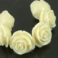 29mm Ivory Rose Resin Pendant Bead, 3D, pack of 2