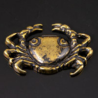 44mm Cromer Crab Cabochon, Flat Back, Antique Gold, pack of 6