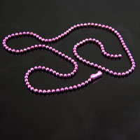 Ball Chain Necklace w/snap, Pink, pk/6