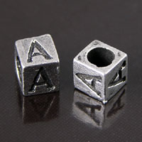 8mm Cast Metal Alphabet Bead, A, pack of 12