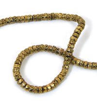 3x5mm Gold Faceted Disc Spacer Bead, 12" strand, about 96 beads/strand