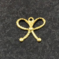 11x11mm Raw Brass Bow w/ring pk/6