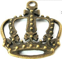 34mm Royal Open Crown Charm, vintage gold, pack of 12