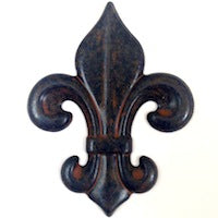 45mm Fleur De Lis Stampings, rustic finish, pack of 6