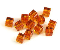 Swarovski Crystal 4mm Square Beads, Topaz, pk/12
