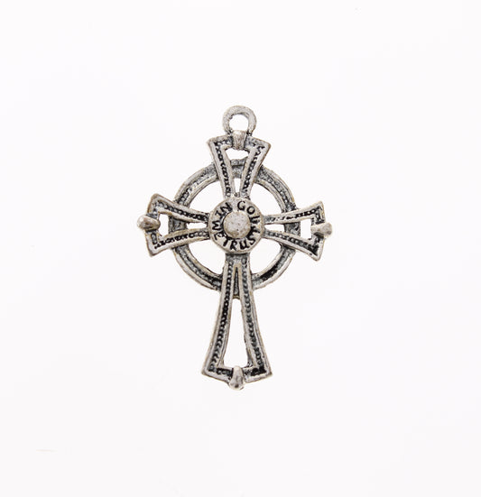 48mm Celtic Cross Pendants or Charms, Classic Silver, Pack of 6