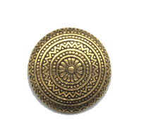 23mm Aztec Patterned Domed, Antiqued Gold, Flatback, ea