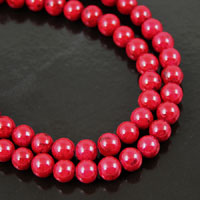 8mm Red Fossil Beads, 16in strand