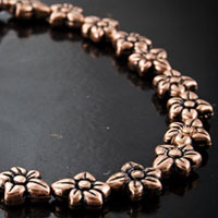 12x10x4mm Antiqued Copper Flower Beads 12in Strand