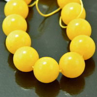 14mm(.55in) Round Yellow Jade Bead Strand, Yellow, 1 strand