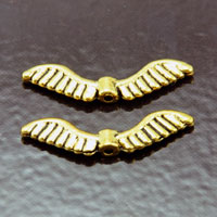 26x6mm Bird-Angel Wing Beads, Gold, pk/10