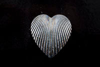 22x25mm Striped Heart Charm Antique Silver Finish , pk/3