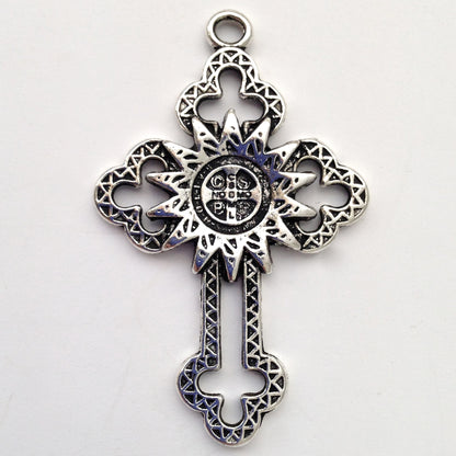 58mm Spanish Cross Charm Pendant, Classic silver, Pack of 4
