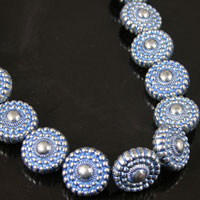 17mm Beaded Bead, Denim Silver, 1 strand