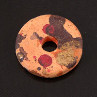 15mm Round Clay Disc Bead, Mottled Orange & Brown, Pack of 12