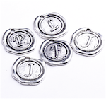 18mm Wax Seal Alphabet Charms, antique silver-EA
