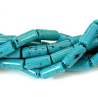 14mm Vintage Italian Turquoise Lucite Tube Beads, 12 inch strand