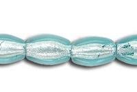 18x13mm Oval Shape Glass Foil Beads, Light Aqua, Package of 20