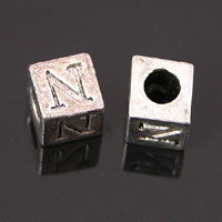 8mm Metal Cast Alphabead N, pack of 12