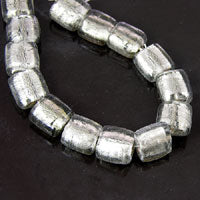 13x21mm Gray Foil Lined Glass Tab Beads, Sold by Strand